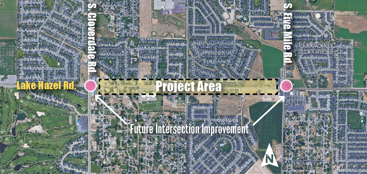 Project area map highlighted between Cloverdale Road and File Mile Road